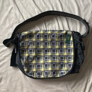 NWT LLBean Yellow Plaid Lg Messenger Laptop Bag, School, Clueless Meets Gorpcore